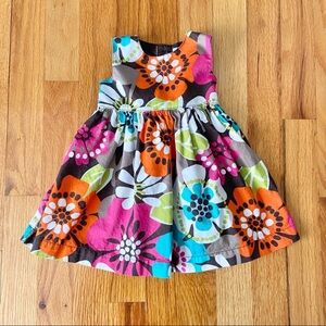 Carters Baby Girls Floral Dress Size 6 Months Sleeveless Tie-Back Bright Flowers